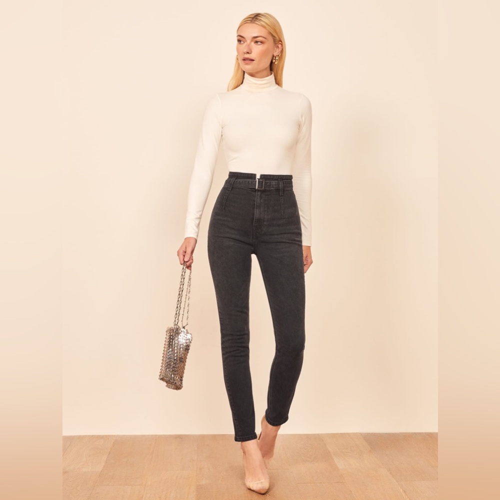 Reformation High-Rise Skinny Jeans in Charcoal Black